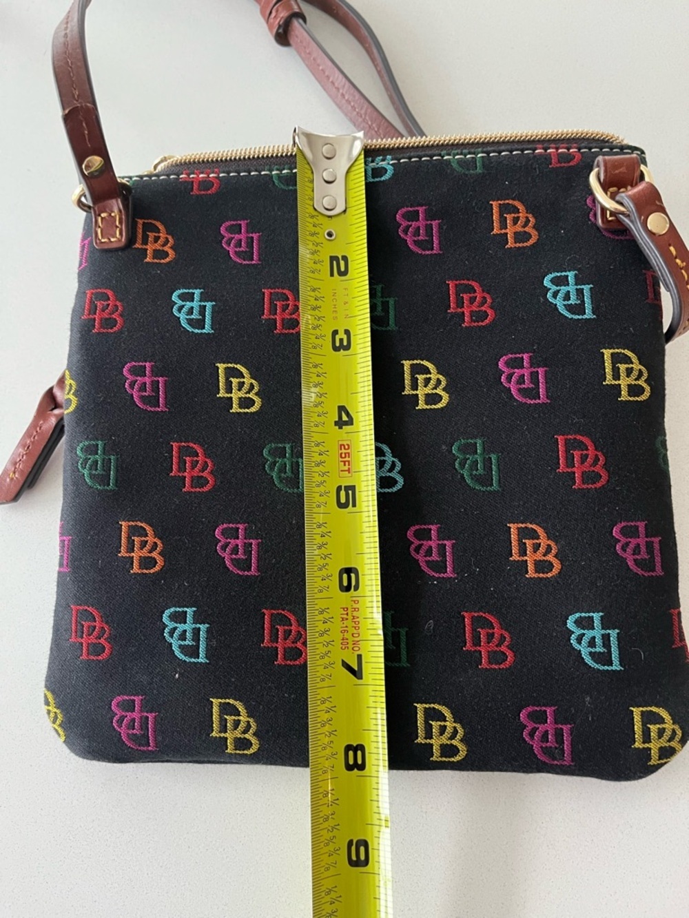 Dooney & Bourke Rainbow Monogram Crossbody Bag Black Canvas Y2K - Picture 9 of 10